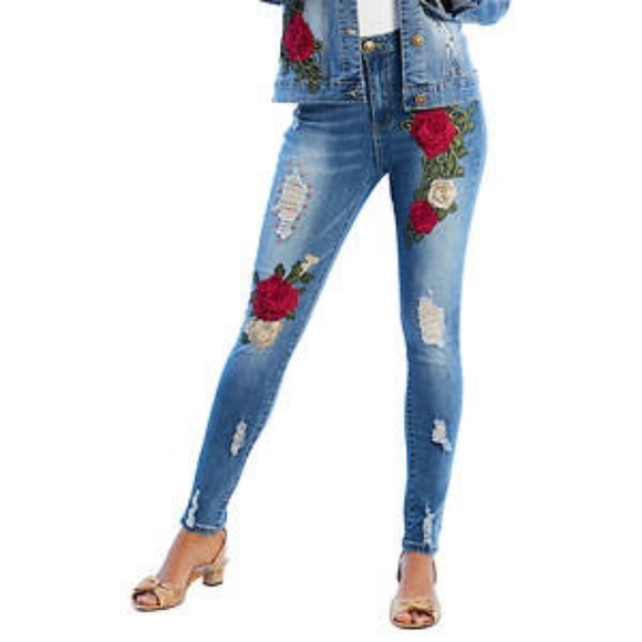 Floral Applique Jeans NEW - Picture 2 of 10